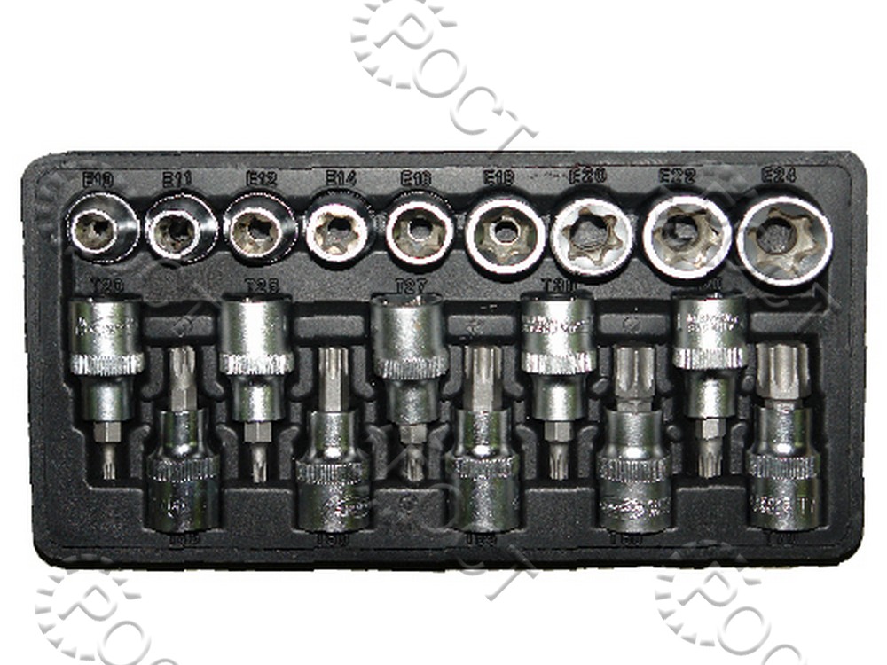 Набор головок TORX 1/2" (19 предм. Е10- Е24,T20-T70) АвтоDело (39840)