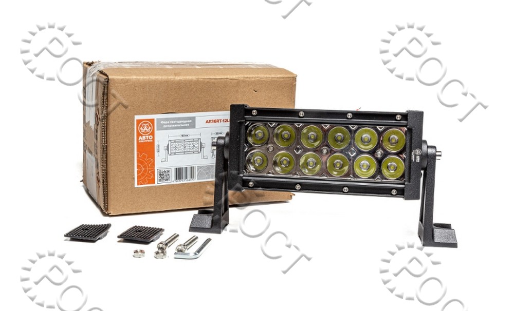 Фара светодиодная дополнительная (12 LED) направленный свет (балка 183*85*120) крепление по бокам (36Вт, 12/24В)