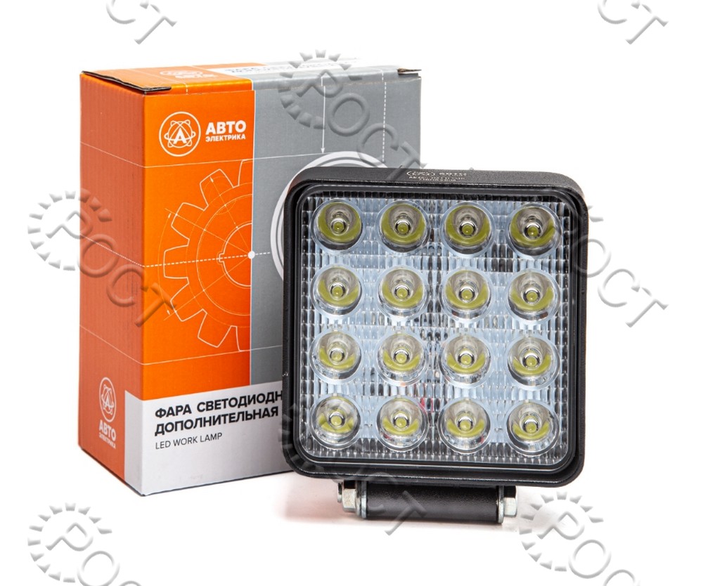 Фара светодиодная дополнительная (16 LED) направленный свет (квадратная 110*55*140) крепление по центру (48Вт, 12/24В)