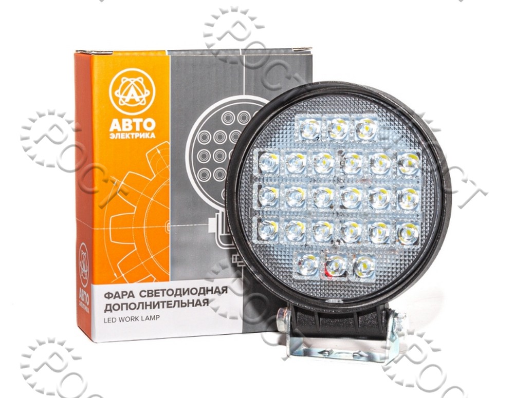 Фара светодиодная дополнительная (24 LED) направленный свет (круглая 115*42*142) крепление по центру (72Вт, 12/24В)
