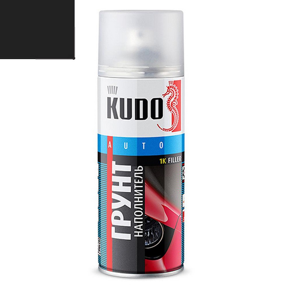 Грунт-спрей KUDO 1К-наполнитель, черный, акриловый (520 мл)