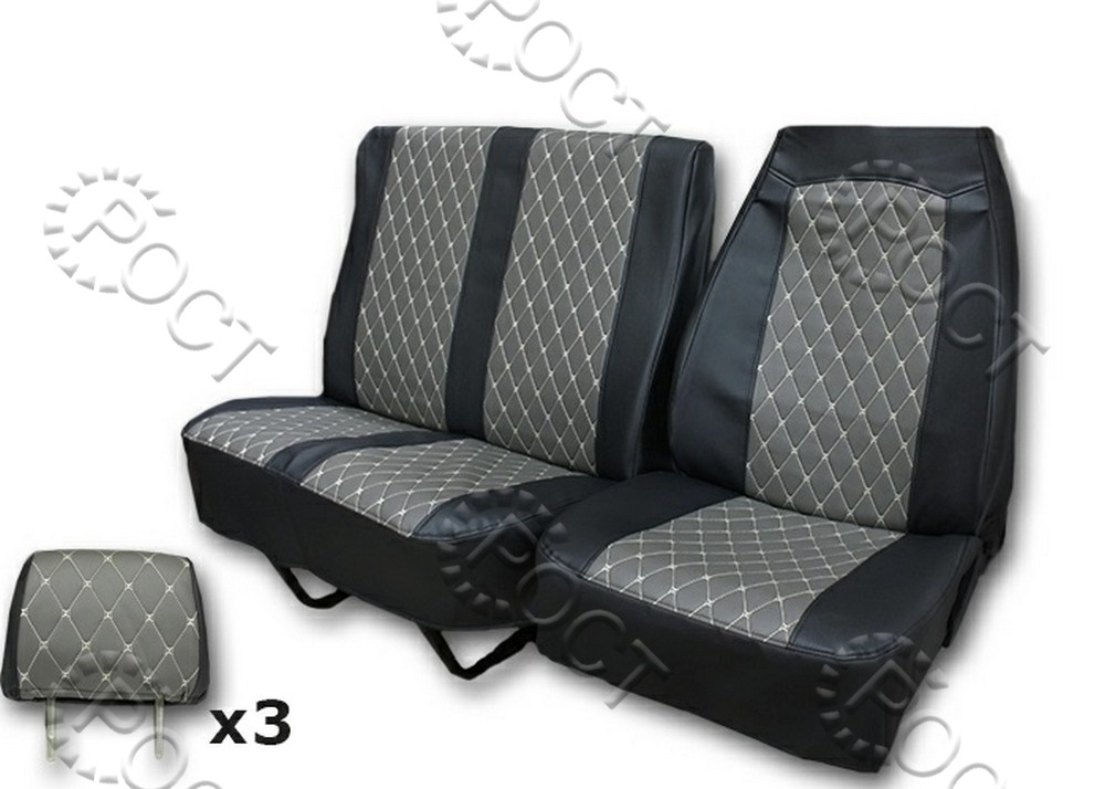 Чехлы автомобильные Г-А21R22 Г-ль Next 3-х мест, Г-С41R13 Г-н Next " на 3 подголовника" (экокожа стеганная) серый