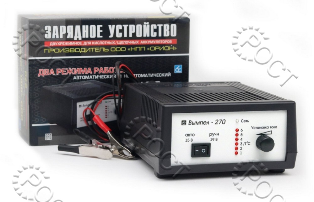 Зарядное устройство для аккумуляторов авто "Вымпел-270" (автомат/ручн, 0-7А, 14.8/18 В, линейный амперметр)