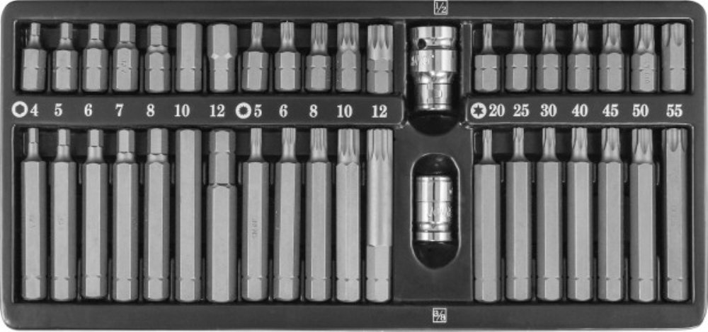 Набор бит (40 предметов) HEX, TORX, SPLINE   JONNESWAY (S29H4140S)