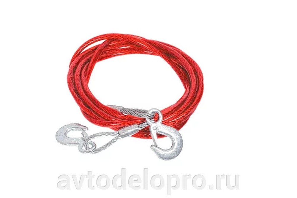 Трос буксировочный стальной ( 3,5 т.  5 м) крюк/крюк (8мм) пласт.оплет АвтоDело (44135) пласт.оплет