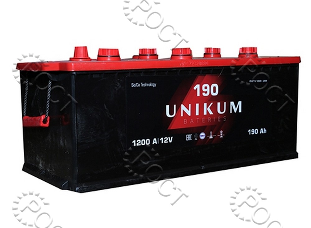 Аккумулятор 190 "UNIKUM" рос. полярность (конус) (524*223*223) пусковой ток 1200А