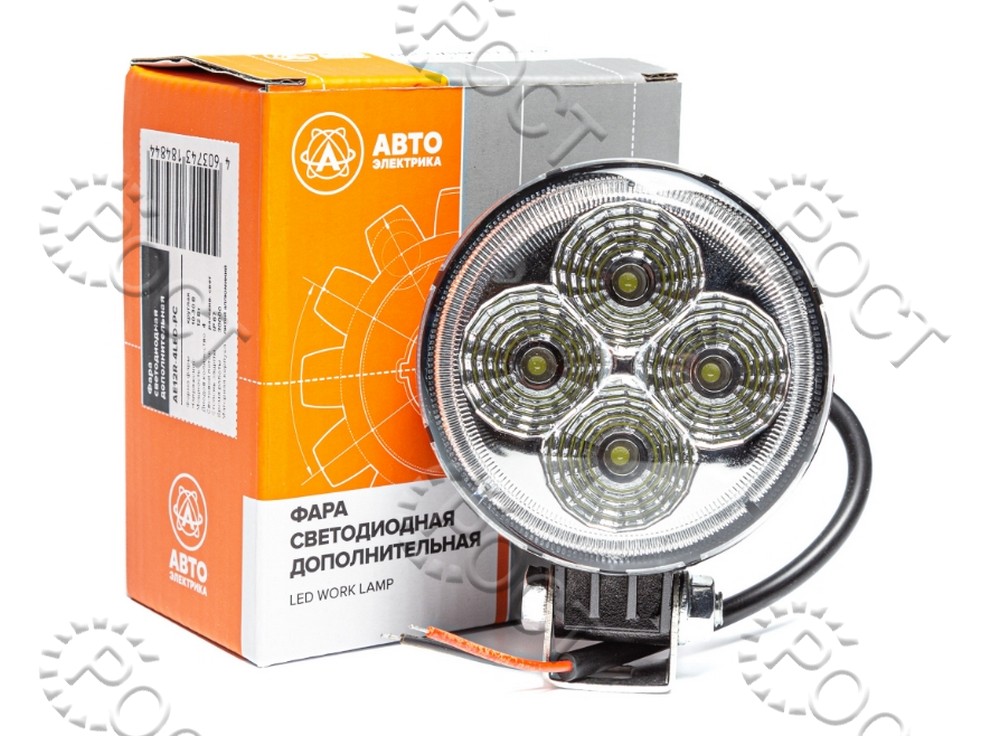 Фара светодиодная дополнительная ( 4 LED) рассеянный свет (круглая 85*95*50) крепление по центру (12Вт, 12/24В)