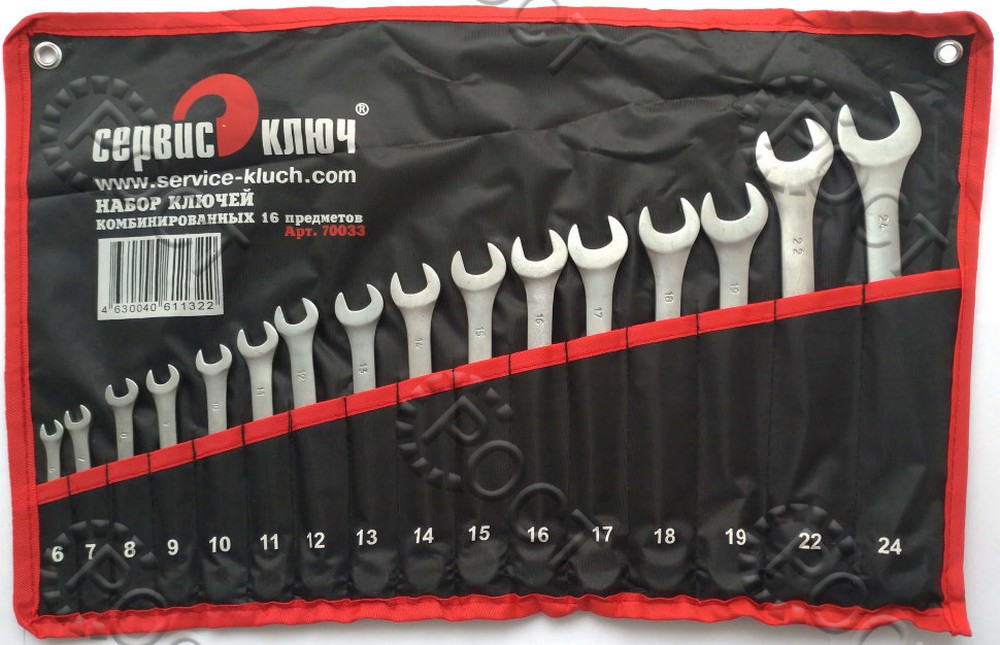 Набор ключей комбинированных  (16 предметов) ( 6-24 мм) сумка (пр-во Индия)
