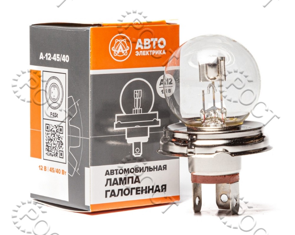 Лампа фарная 12V 45/40W R2 АвтоЭлектрика P45t