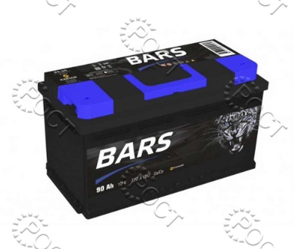 Аккумулятор  90 "BARS SILVER" прямая полярность (373*175*190) пусковой ток 720А