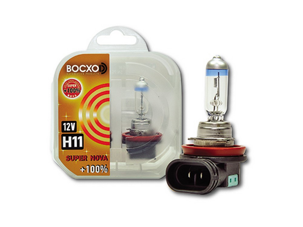 Лампа галогеновая H11 12V  55W ВОСХОD Super Nova +100% PGJ19-2 (2шт,к-т) (80192SN)