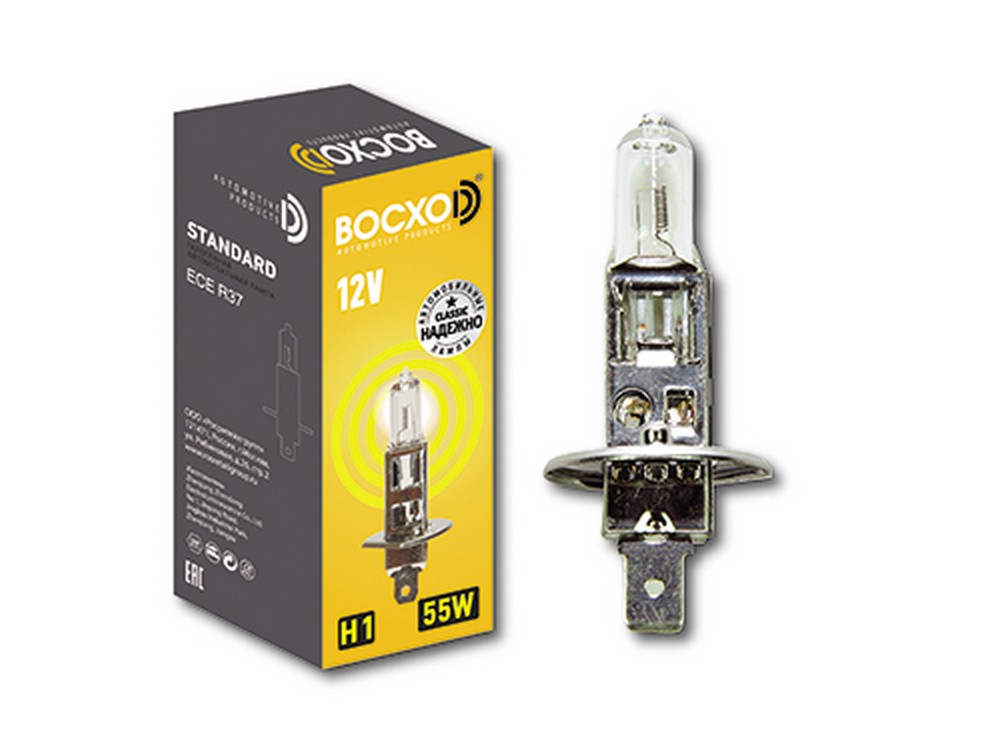 Лампа галогеновая H1 12V  55W ВОСХОD   P14.5s (80511)