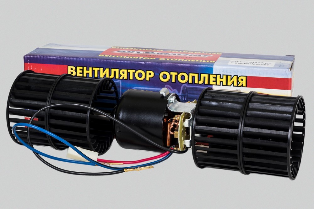 Мотор отопителя Г-3302 (салон, с 2-мя крыльчатками) 12V, 90Вт.(аналог 68.3780)