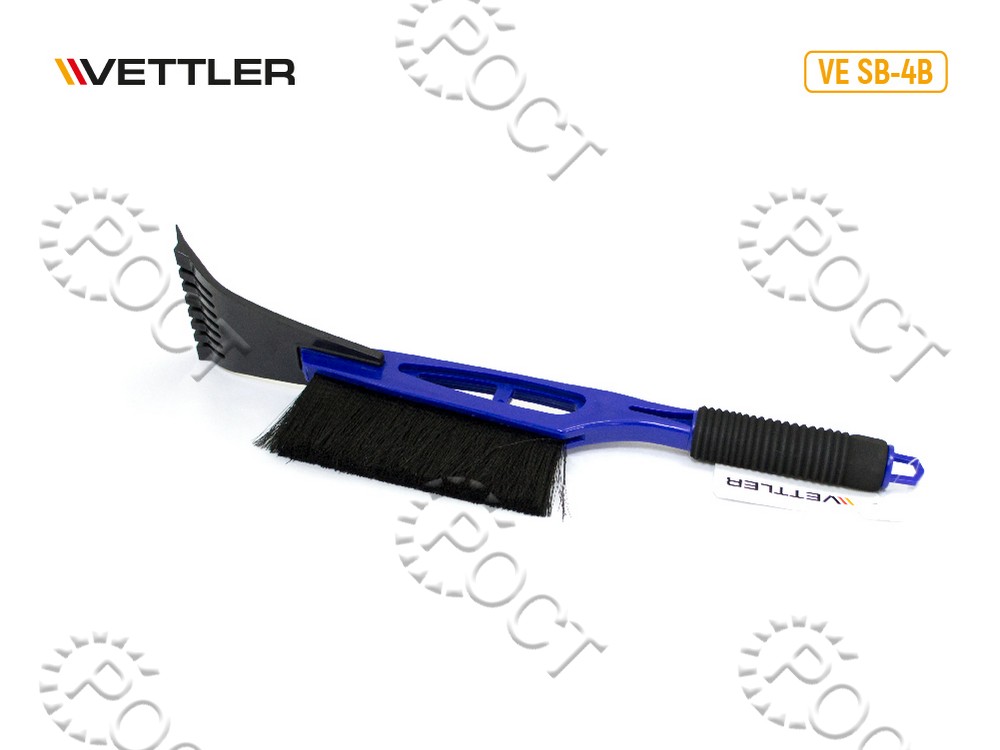 Щетка для снега со скребком 44,5см мягкая щетина, мягкая ручка, синяя VETTLER (VE SB-4B)