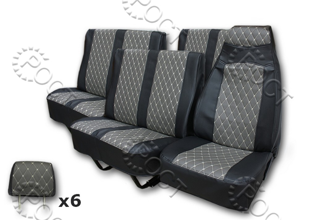 Чехлы автомобильные Г-А21R22 Г-ль Next 7-ми мест. (экокожа стеганная) серый "салон Трансформер" высокая спинка