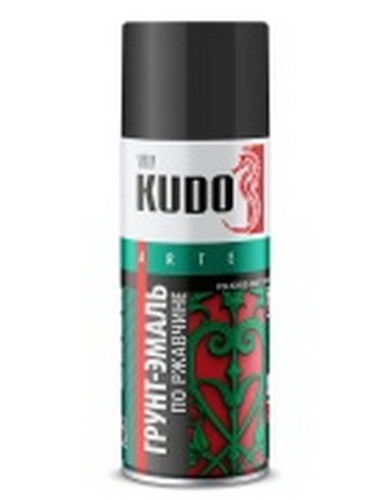 Грунт-эмаль KUDO по ржавчине (3 в 1) черная RAL 9005 (520мл) (KU-319005)