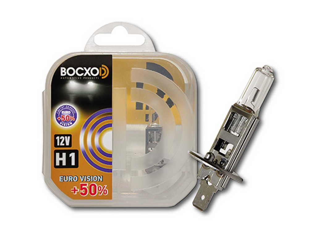 Лампа галогеновая H1 12V  55W ВОСХОD Euro Vision +50% Р14,5s (2шт,к-т) (80511EV)