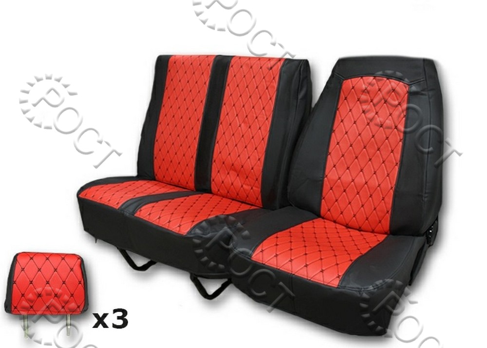 Чехлы автомобильные Г-А21R22 Г-ль Next 3-х мест, Г-С41R13 Г-н Next " на 3 подголовника" (экокожа стеганная) красный