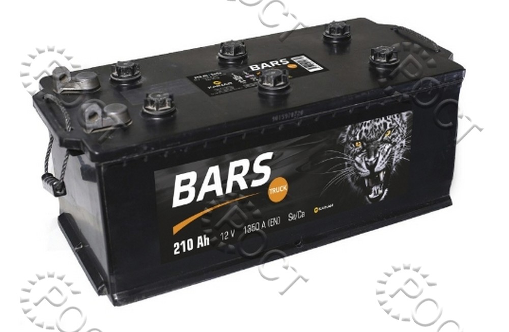 Аккумулятор 210 "BARS SILVER" рос. полярность (под болт) (524*239*223) пусковой ток 1250А