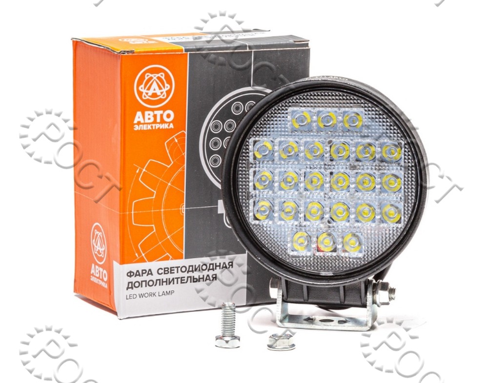 Фара светодиодная дополнительная (24 LED) направленный свет (круглая 115*65*142) крепление по центру (72Вт, 12/24В)