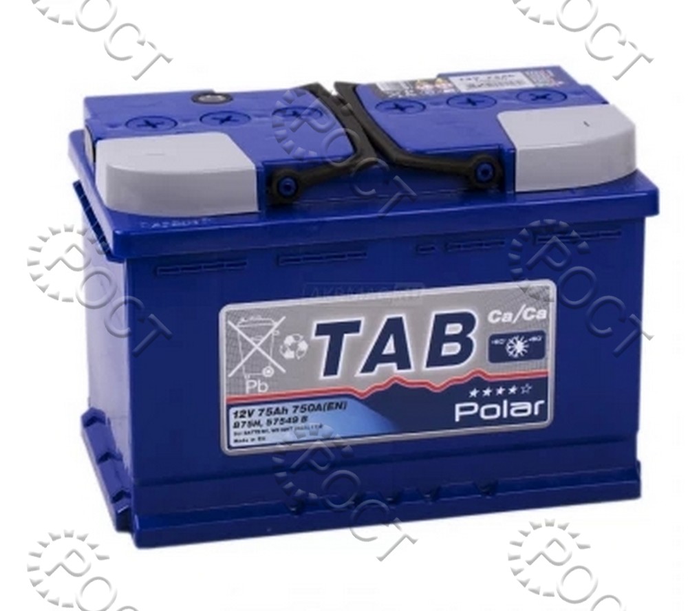 Аккумулятор  75 "TAB POLAR BLUE" обратная полярность (278*175*190) пусковой ток 700А