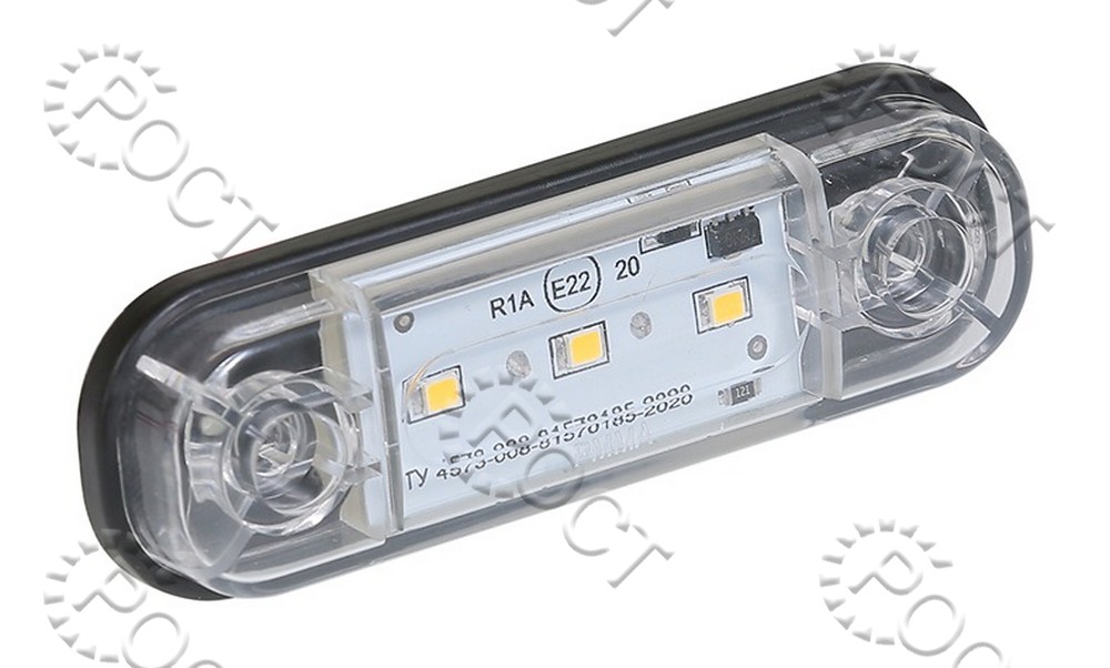 Фонарь габаритный боковой (светодиод) белый 3LED (12/24В)