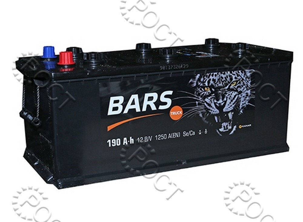 Аккумулятор 190 "BARS SILVER" рос. полярность (конус) (524*239*223) пусковой ток 1250А