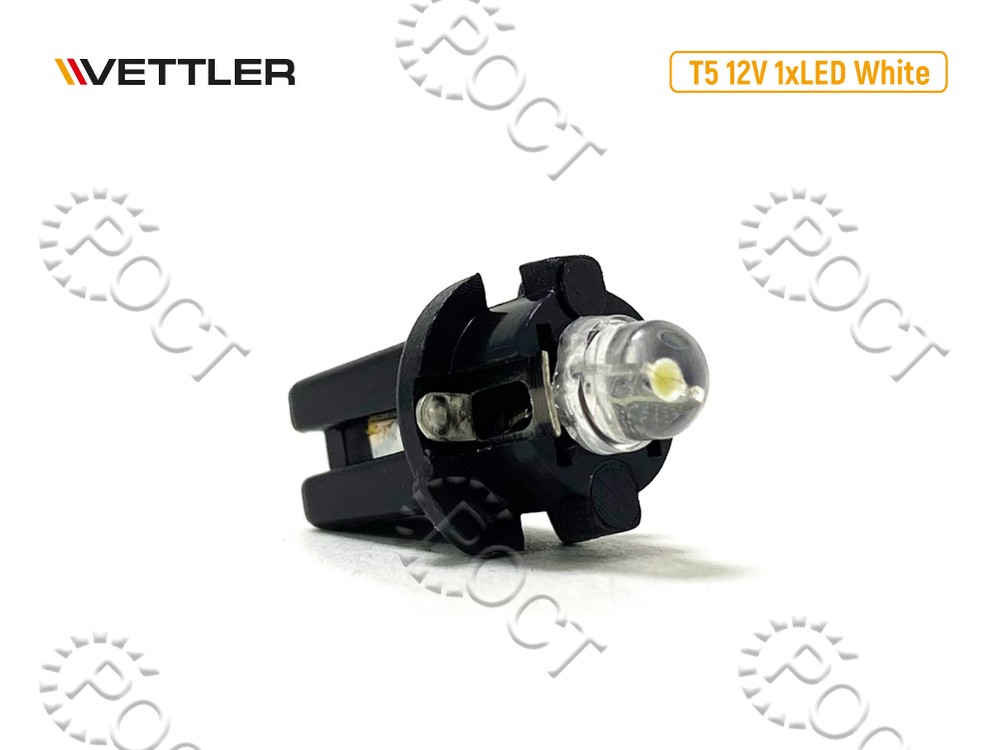 Лампа светодиодная 12 V T5-1 LED белая в патроне индикаторная б/цок подсв прибор