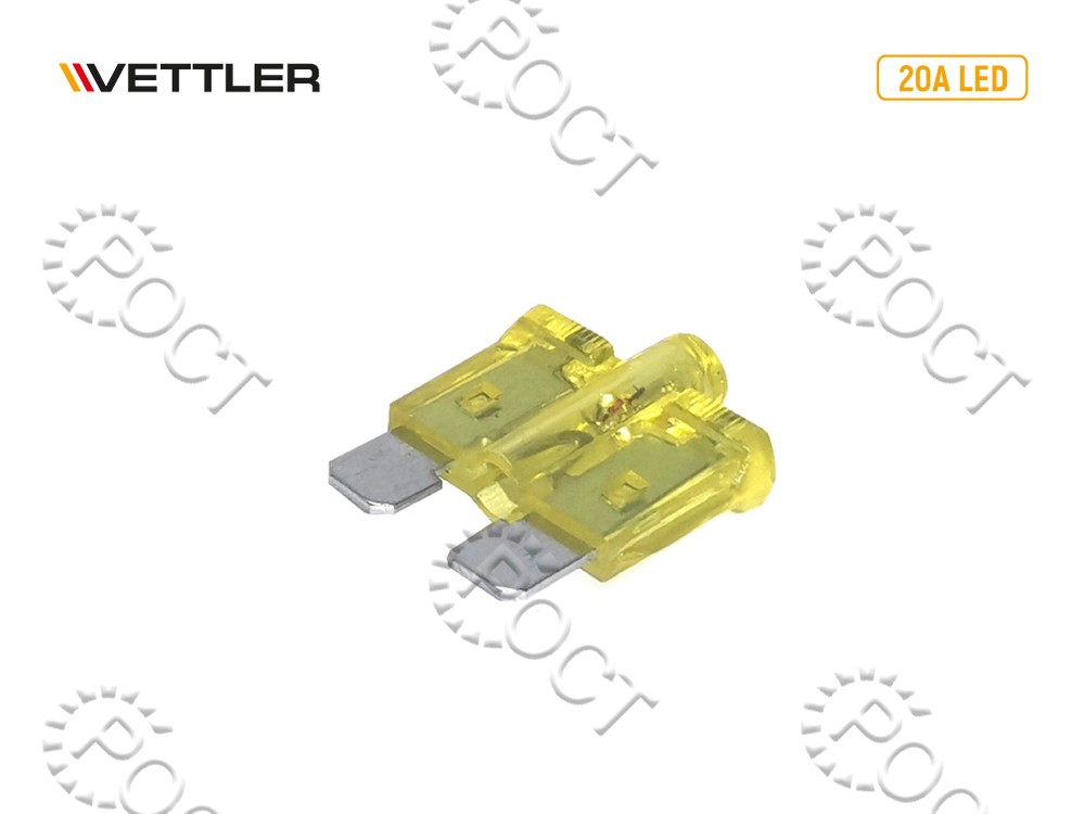 Предохранитель плоский 20А с индикатором VETTLER