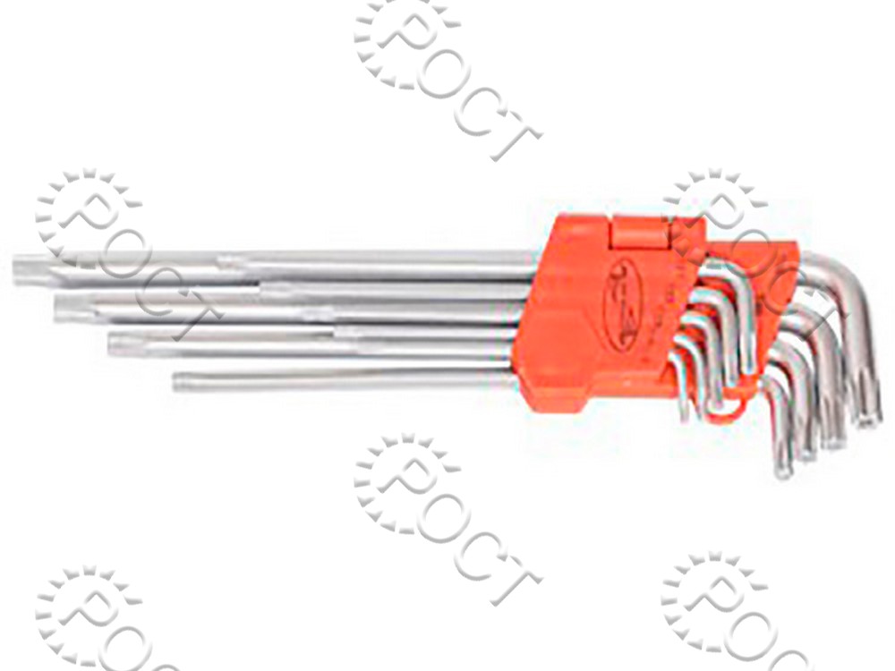 Набор ключей L-образн. TORX  ( 9 предметов) (Т10-Т50) с отверстием удлиненные  АвтоDело (39156)