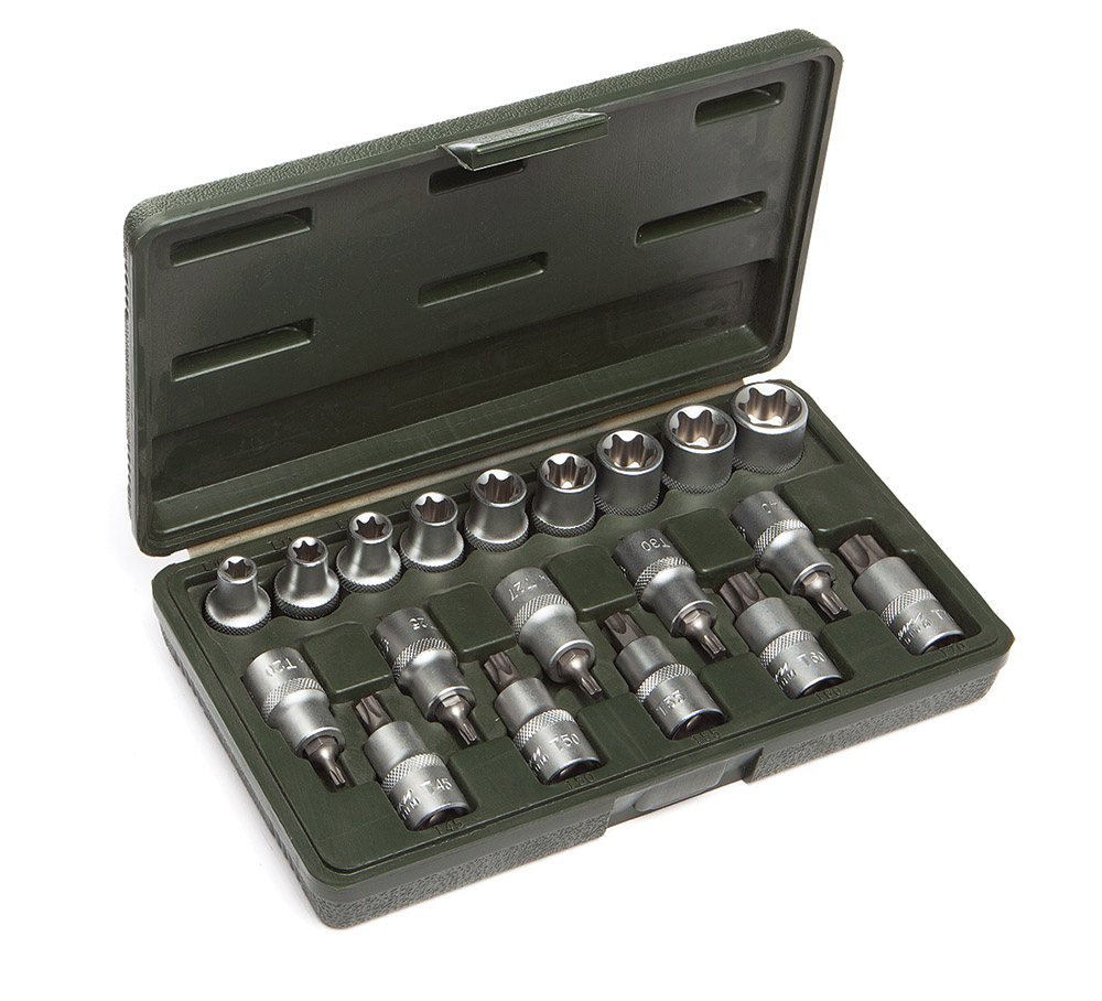 Набор головок TORX и головок со вставкой TORX 1/2" 19 предм. (E10,E11,E12,E14,E16,E18,E20,E22,E24, T