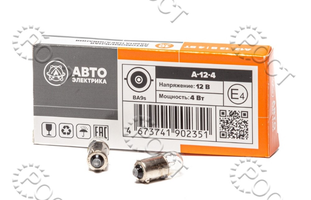 Лампа 12 V  4 W (повторитель, подсветка фар) T4W  BA9s  АвтоЭлектрика