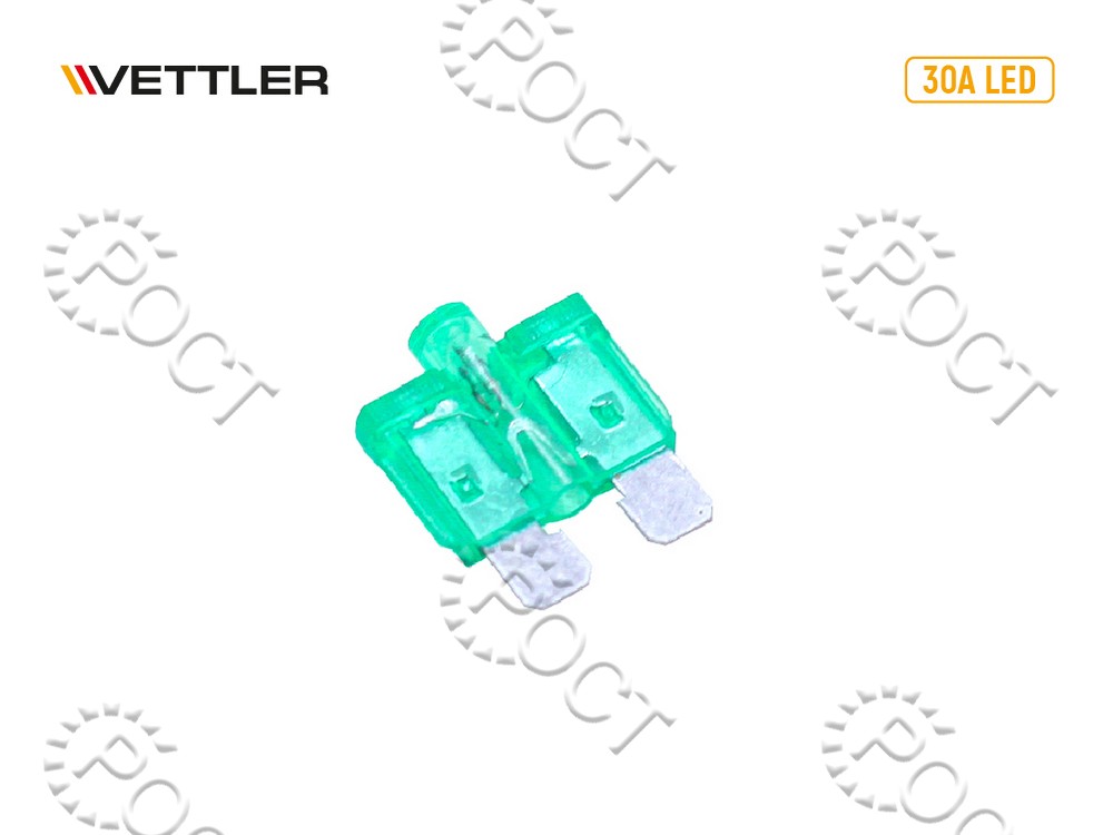 Предохранитель плоский 30А с индикатором VETTLER