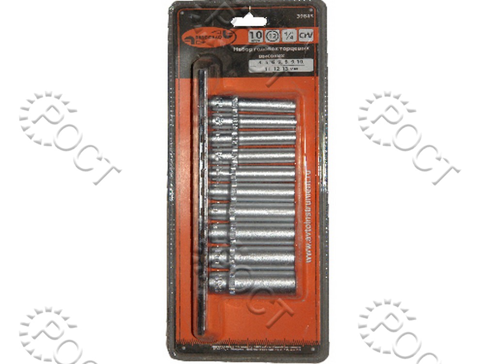 Набор головок  1/4" 12-гранных (10 предметов) ( 4-13 мм) высокие АвтоDело (39843)