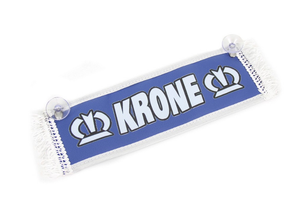 Вымпел прямой (10 x30) экокожа с надписью KRONE / Пустой (синий)