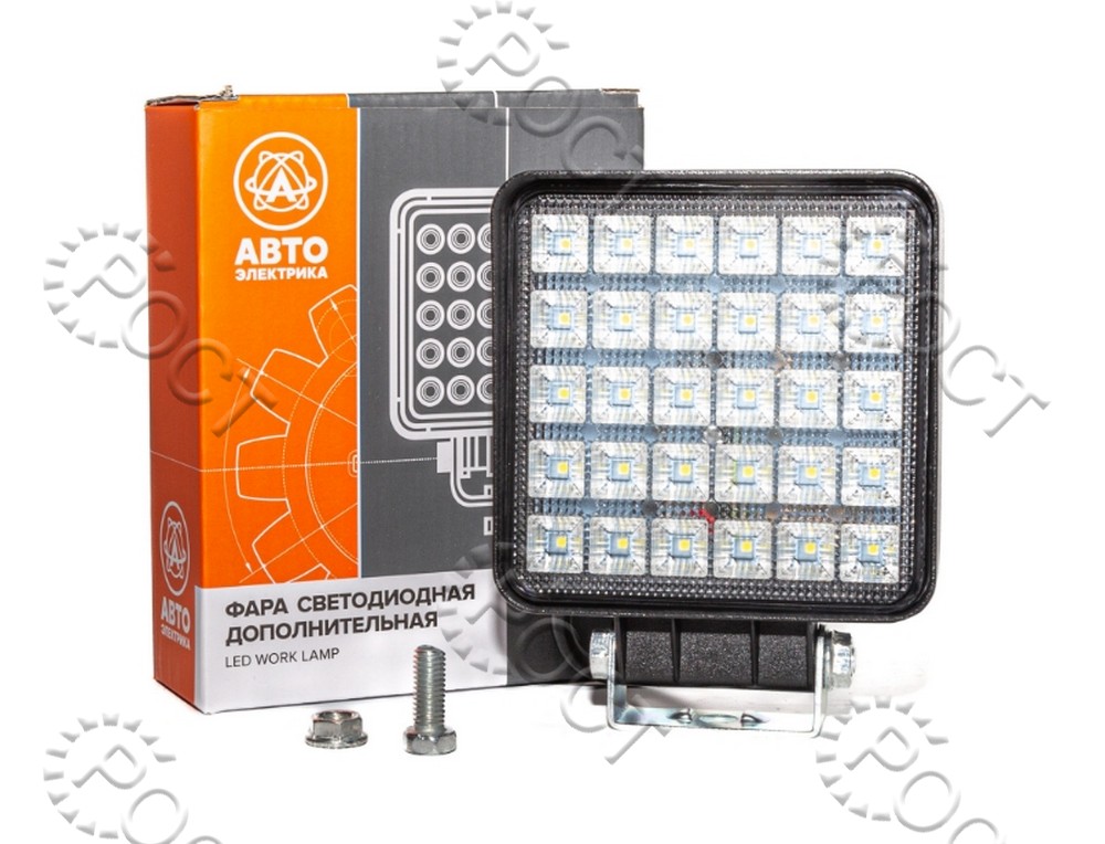 Фара светодиодная дополнительная (30 LED) рассеянный свет (квадратная 110*42*140) крепление по центру (90Вт, 12/24В)