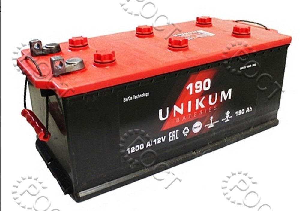 Аккумулятор 190 "UNIKUM" рос. полярность (болт) (524*223*223) пусковой ток 1200А