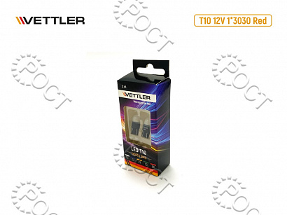 Лампа светодиодная 12 V T10-1*3030 SMD красная повторит, габарит б/цок led driver (к-т 2шт) VETTLER