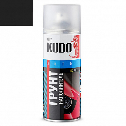 Грунт-спрей KUDO 1К-наполнитель, черный, акриловый (520 мл)