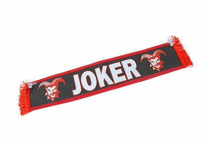 Вымпел прямой (10 x50) экокожа с надписью JOKER / Пустой (черный + красная бахрома)