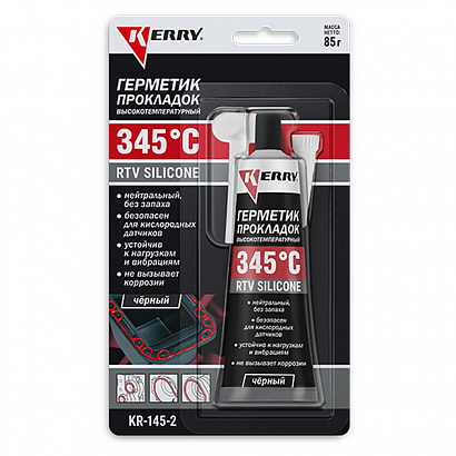 Герметик-прокладка  KERRY черный высокотемпературный нейтральный RTV SILICONE (85 гр.) (KR-145-2)