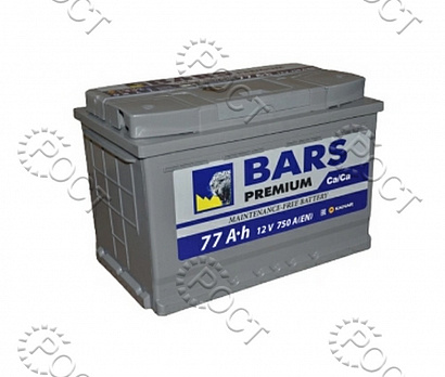 Аккумулятор  77 "BARS PREMIUM" обратная полярность (278*175*190) пусковой ток 750А