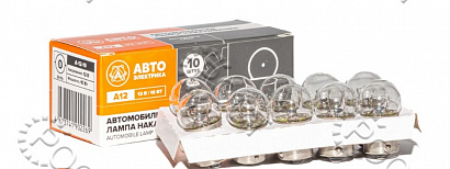 Лампа 12 V 10 W (повторитель, габариты, стоп-сигнал) ВА15s  АвтоЭлектрика