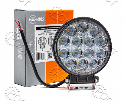 Фара светодиодная дополнительная (14 LED) рассеянный свет (круглая 115*42*172) крепление по центру (42Вт, 12/24В)