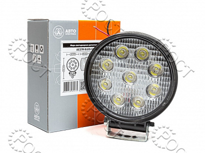 Фара светодиодная дополнительная ( 9 LED) рассеянный свет (круглая 115х55х142) крепление по центру (27Вт, 12/24В)