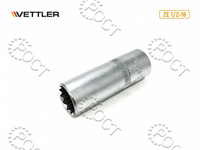 Головка свечная 1/2" 16 мм с резиновой вставкой VETTLER
