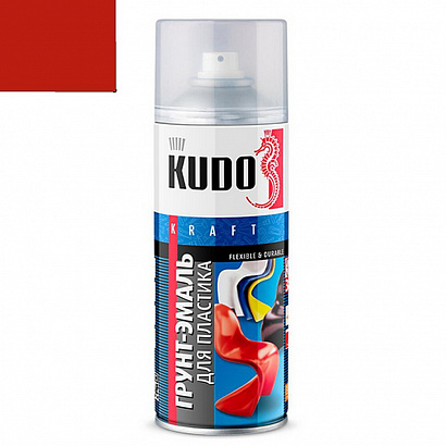 Грунт-спрей KUDO для пластика красный (RAL 3020) (520мл)