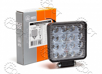 Фара светодиодная дополнительная (16 LED) рассеянный свет (квадратная SLIM 110*28*140) крепление по центру (48Вт, 12/24В)