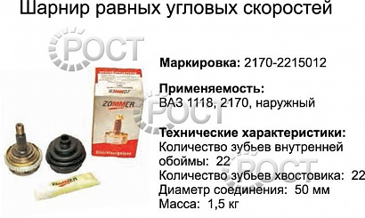 Шрус наружный ВАЗ-1118, 2170 АБС к-т (пыльник,гайка,2 хомута,смазка) (17002)