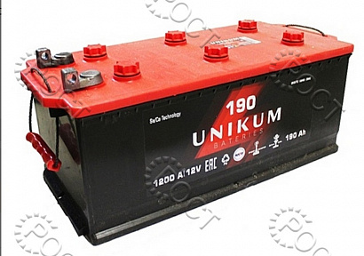 Аккумулятор 190 "UNIKUM" рос. полярность (болт) (524*223*223) пусковой ток 1200А